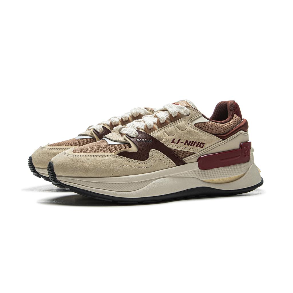 Li Ning 001 Original Aspiration V2 Antidérapantes, Résistantes à l'abrasion, Amorti Faible tige Chaussures Décontractées Femme Beige Umber AGCV010-1