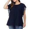 Women's Summer Plus Size Ruffle Sleeve Shirt Top Polka Dot Chiffon Blouse