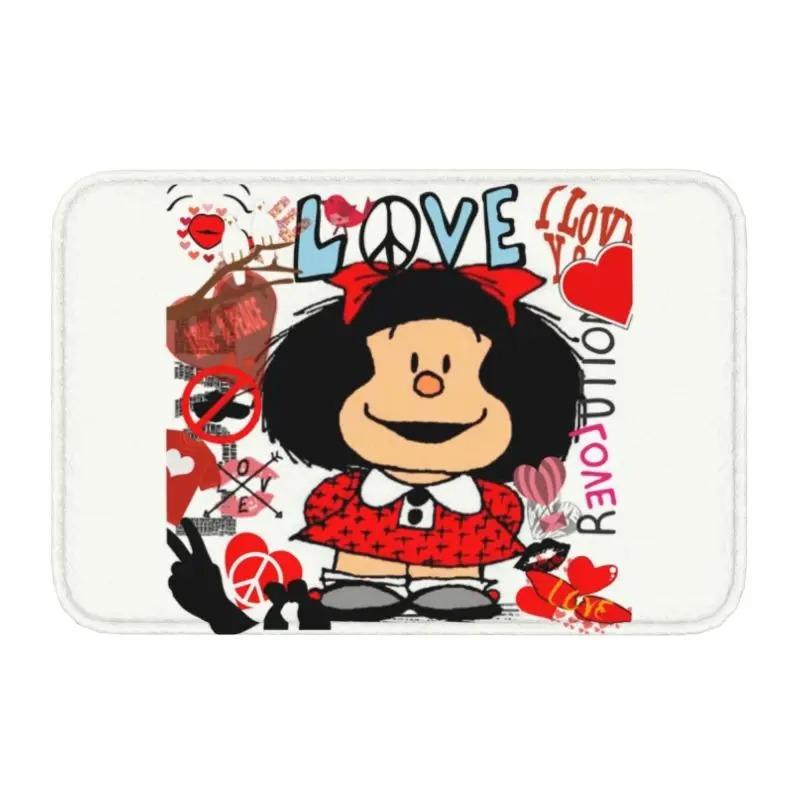 Cartoon Hübsches Mädchen Fußmatte Retro Mafalda Manga Vorderer Boden Eingangsbereich Matte Quino Manga Cartoon Badezimmer Teppich Küchenmatte