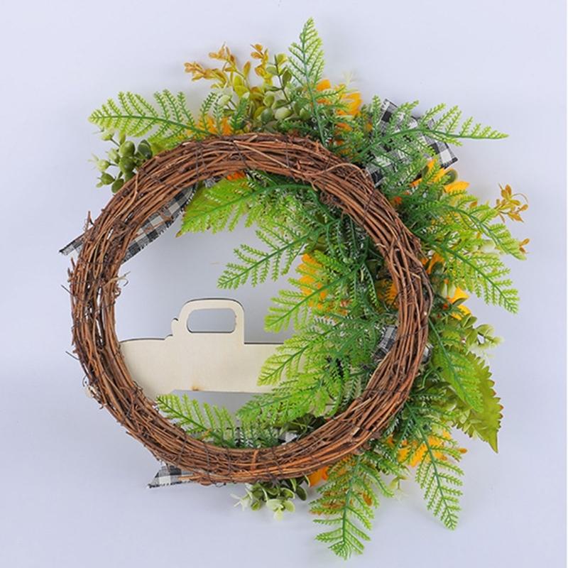 Sunflowers Wreath with Truck for Front Door, Artificial Spring Wreath for Farmhouse Outdoor Garden Wedding Decorations