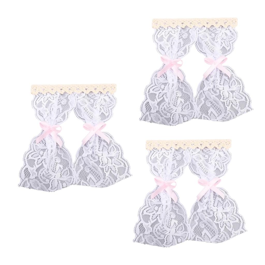 3 Pcs Dollhouse Lace Curtain Vintage Exquisite Elegant Miniature Lace Curtain for 1 12 Dollhouses Decoration Photography