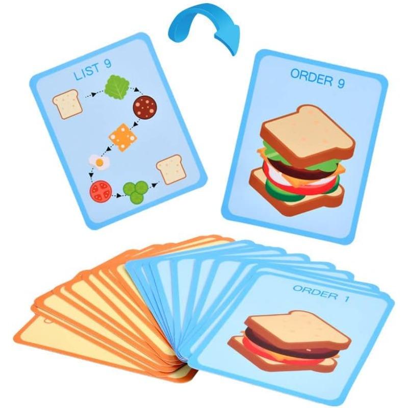 Montessori Toys, Wooden Burger Sandwich Sorting and Stacking for Toddlers, Preschool, Burger Sand Switch, Wooden Preschool, 4/5 Years Old (2 Sets)