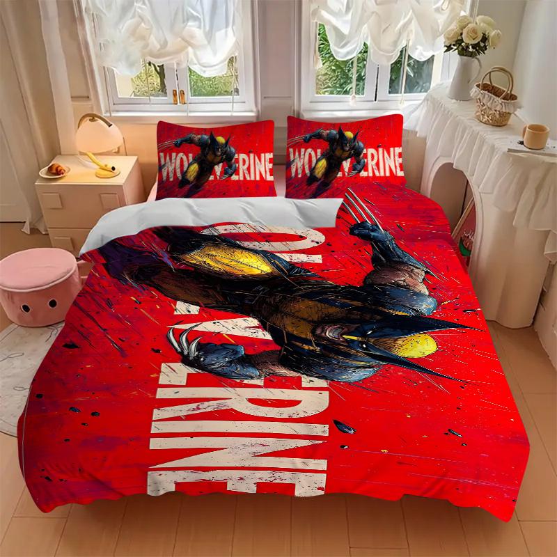 3Pcs Wolverine Strength Survival Bedding Set Soft Fabric Duvet Cover Pillowcases Home Xmas Halloween Gift 1 Duvet Cover 2 Pillowcase S1258