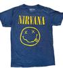 NIRVANA Shirt Adult Medium Blue Tee Graphic Smiley Rock Grunge Alternative 90s Unisex T-Shirt