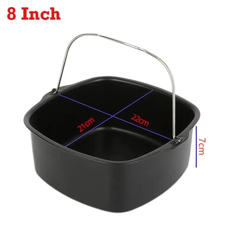 6/7/8 Inch Metal Cake Mold Round Air Fryer Pot Baking Mould With Handle Non-stick Cake Pizza Baking Tray Kitchen Bakeware Tools