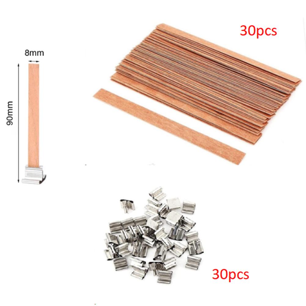 Craft Tool Smokeless Core Candle Core Making Supplies With Square Base Wood 30pcs/Set Accessories Candle Making