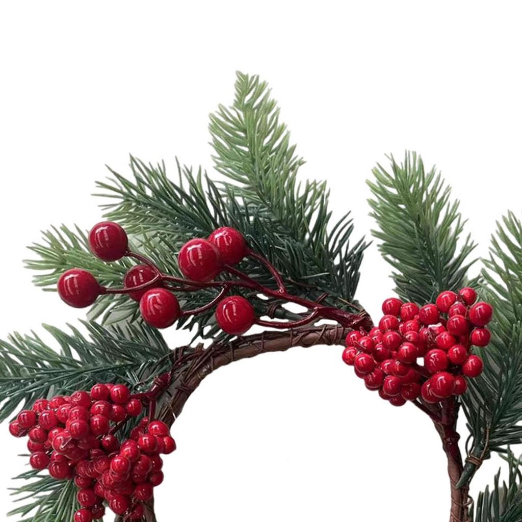 Christmas Candle Ring Handcrafted Candle Wreath with Red Berry Table Centerpeices for Anniversaries Door Winter Parties Wall