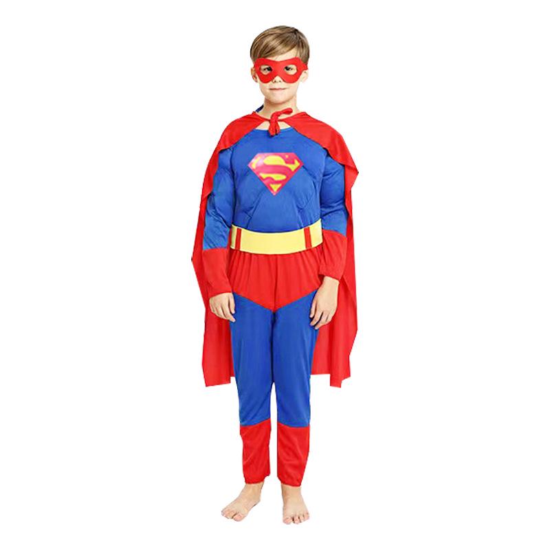 

Kids Halloween Cosplay Costume: Muscle Batman and Superman Jumpsuit Set Children s M