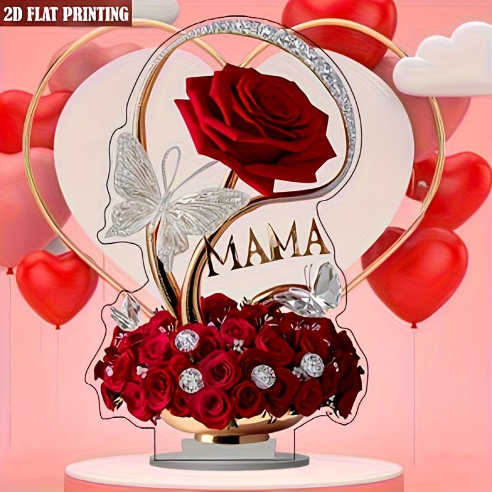 Roses, 2D Flat Acrylic, Tabletop Decoration, Ornaments, Suitable for Living Room, Bedroom, Couples, Gifts, Anniversary, Christmas, Halloween