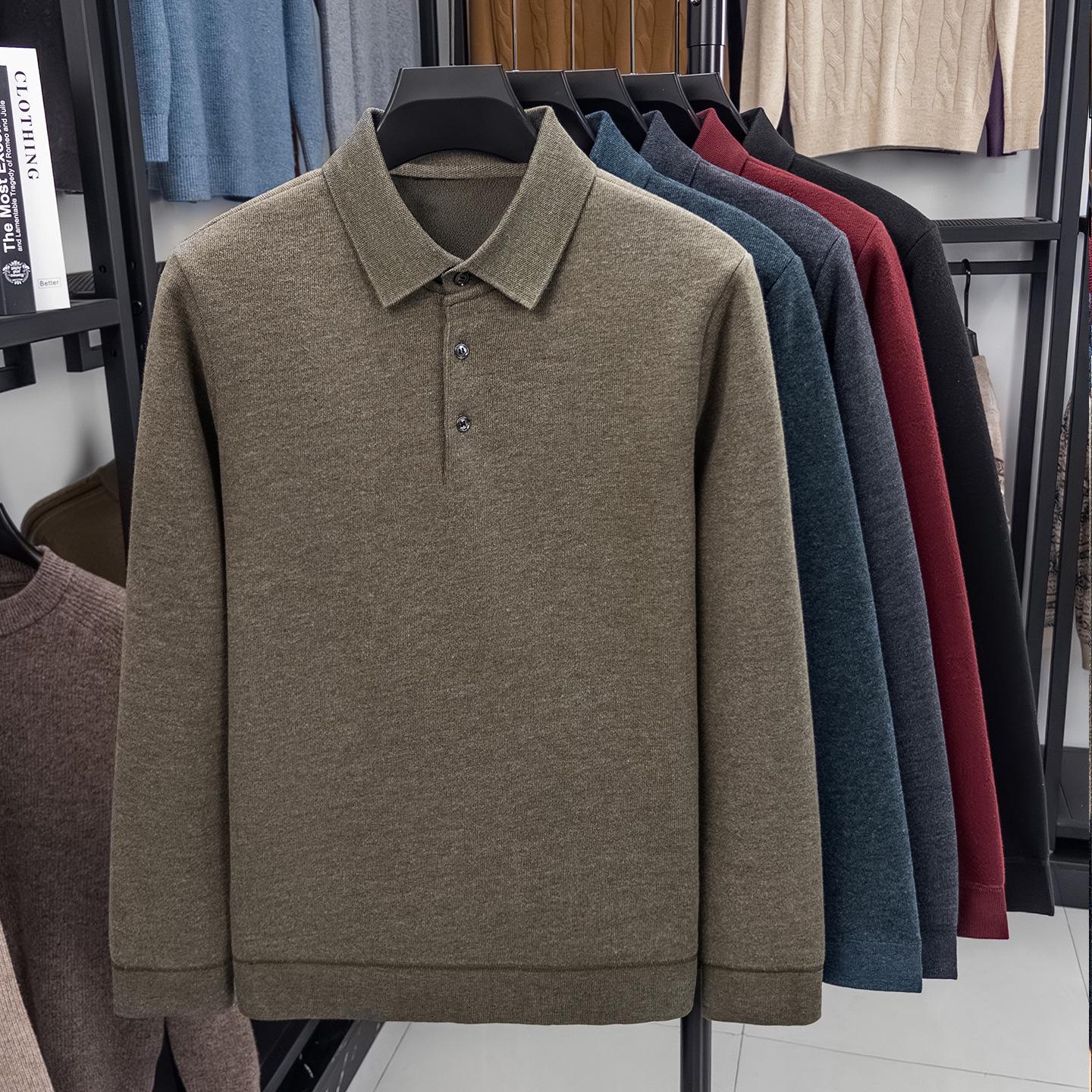 Men s Wool-Blend Lapel Sweater - Thick, Warm Winter Knitwear (2025) XXL