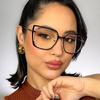Square hollow flat mirror new anti-blue glasses frame European and American plain face high-end sense versatile glasses frame women