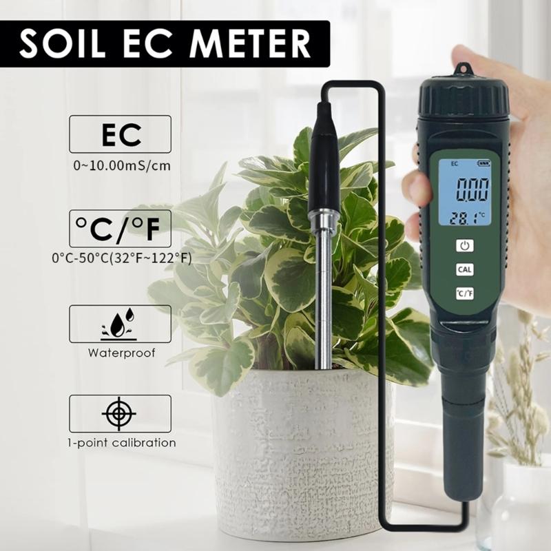 Soil Conductivity Meter With LCD Display For Soil Temperature Monitoring Ideal For Agriculture Gardening