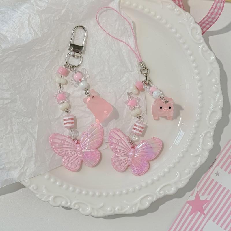 Cute Butterfly Phone Chain Keychain Versatile Butterfly Phone Hanger Keychain Pendant for Stylish and Practical Use