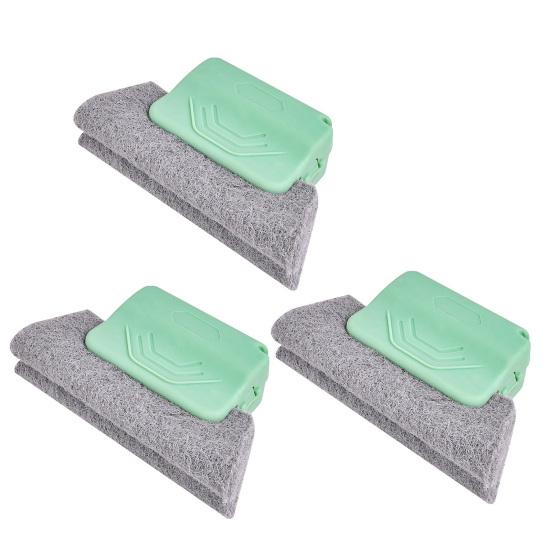 

3Pcs Crevice Brush with Soft Cleaning Cloth Ergonomic Non-Slip Handle Reusable Washable Design Window Grooves Narrow Gaps Dust Dirt Remover 1 Set зелёный