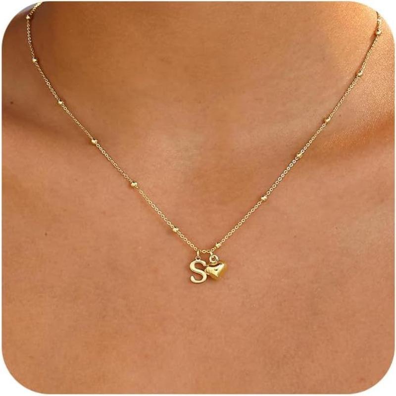 Fashion Luxurious Style 26 Letter Heart Necklace - Gold Plated - Simple and Versatile Women's Necklace