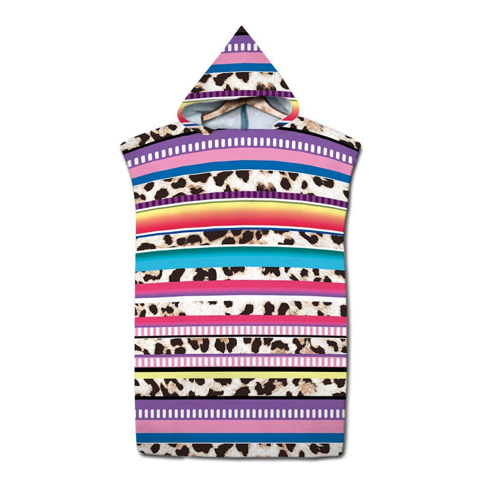 Striped Quick Drying Hooded Bathrobe For Swimming And Beach Vacation