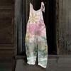 Women's Jumpsuit  Print Casual Loose Vintage Shoulder Strap Cotton Linen