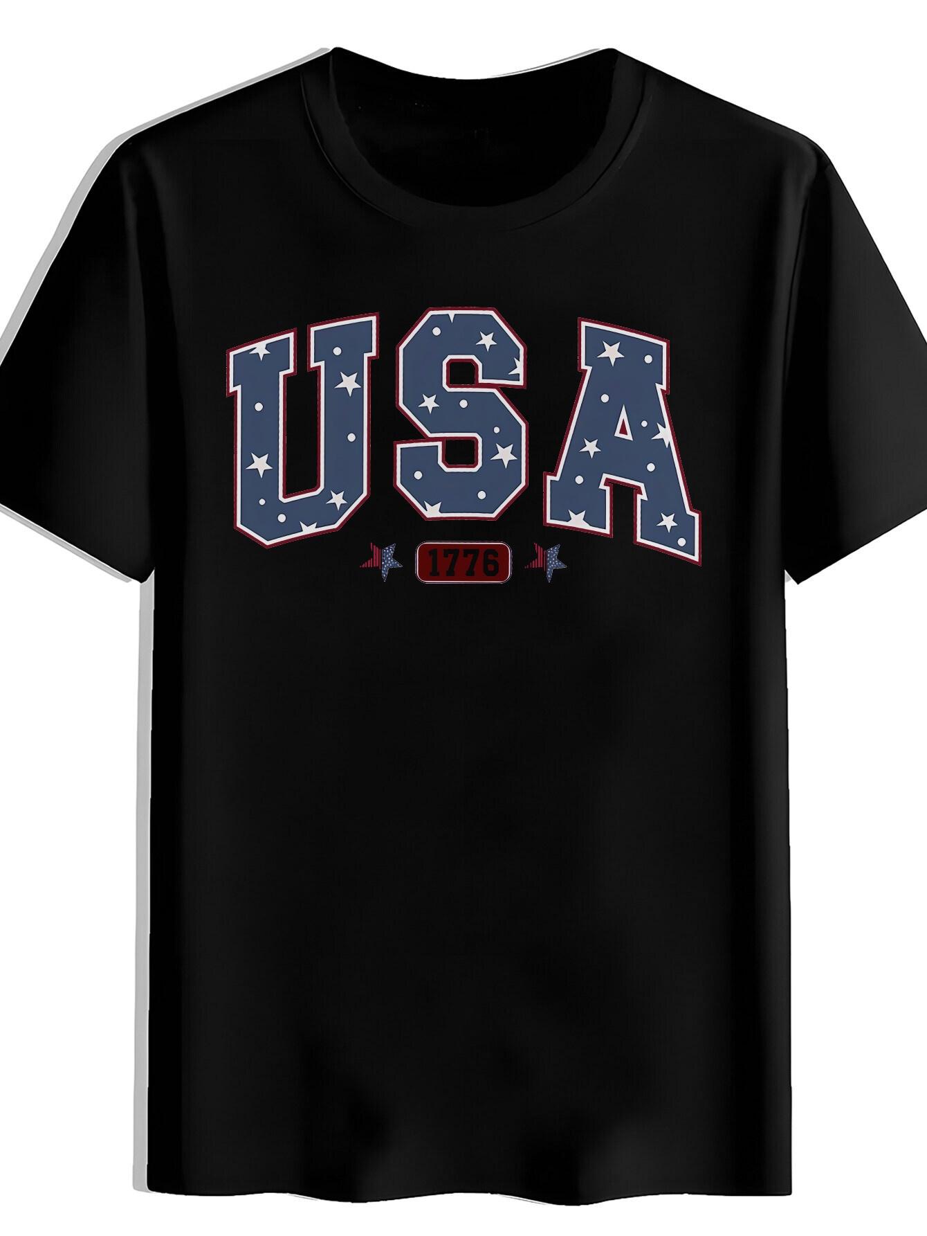 T-shirt USA Flag Graphic with Bold USA Lettering & Number 45 Design - Red M