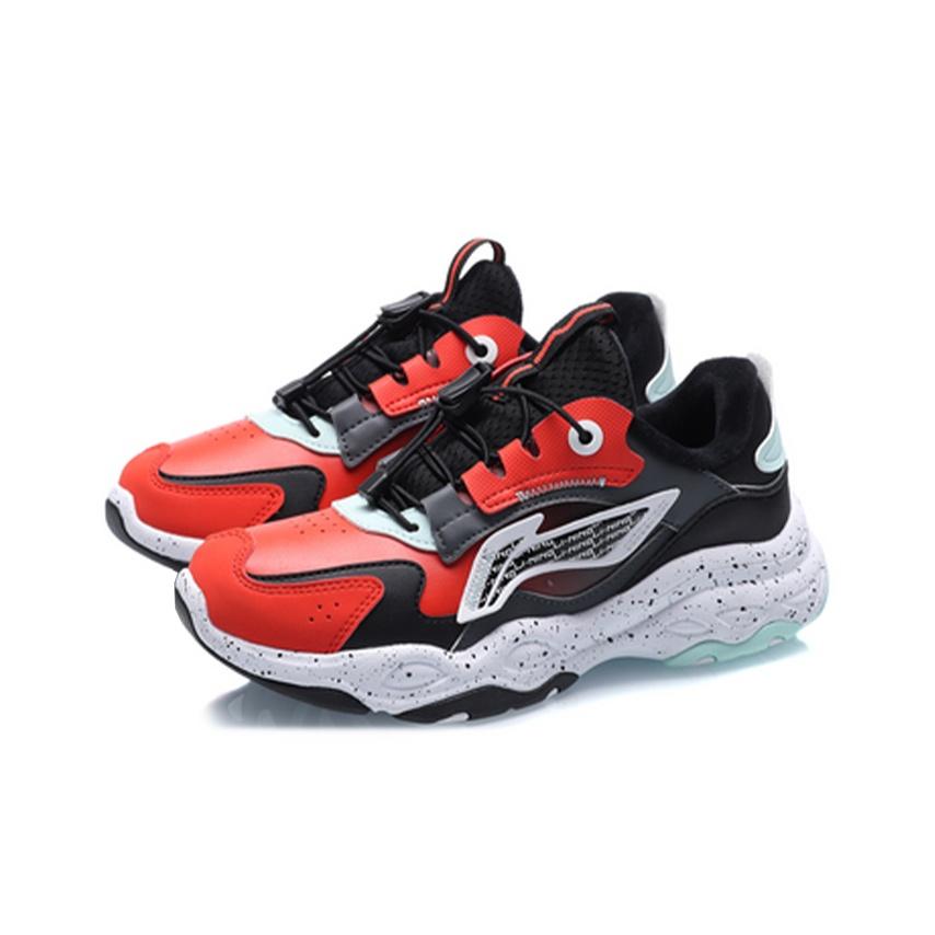 Li Ning Kids Fleece Casual Sports Shoes Kids Sneakers Black Red YKCQ224-21
