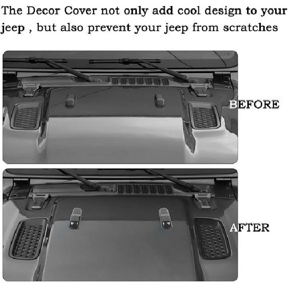 For JL JT Engine Hood Hinge Cover Decor Cover Stickers for Jeep Wrangler JL JT
