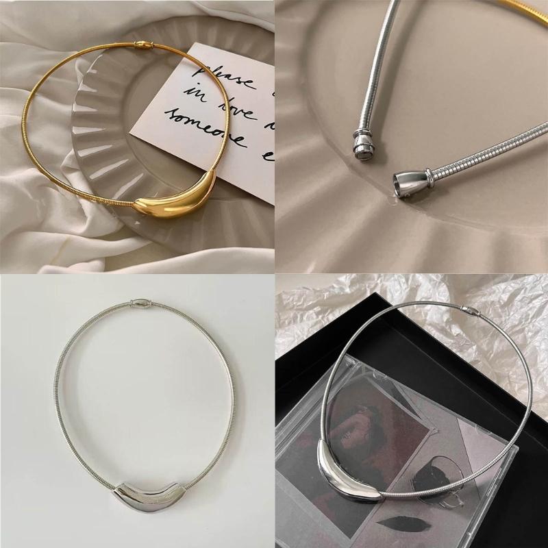 Collana Tubo Curvo in Metallo Unico Collane Girocollo Eleganti e Personalizzate Colletto Ergonomico per Festa Nightclub