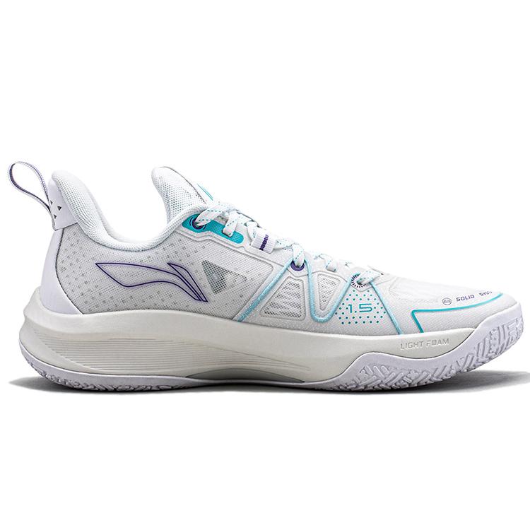 New LiNing Lightning Speed 1.5 1.5 Cushioning Wear Resistant Rebound Low Top Basketball Shoes Men's White Blue Purple ABAT101-3