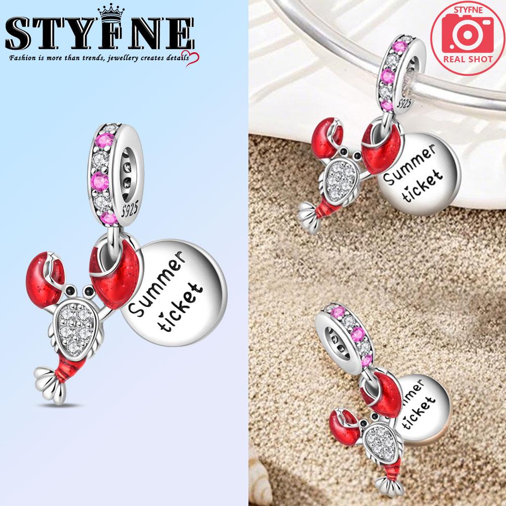 Original New In Red Crayfish Charm Beads Fits Bracelets Bangle Necklace For Women Luxury Diy Jewelry Fine Gifts