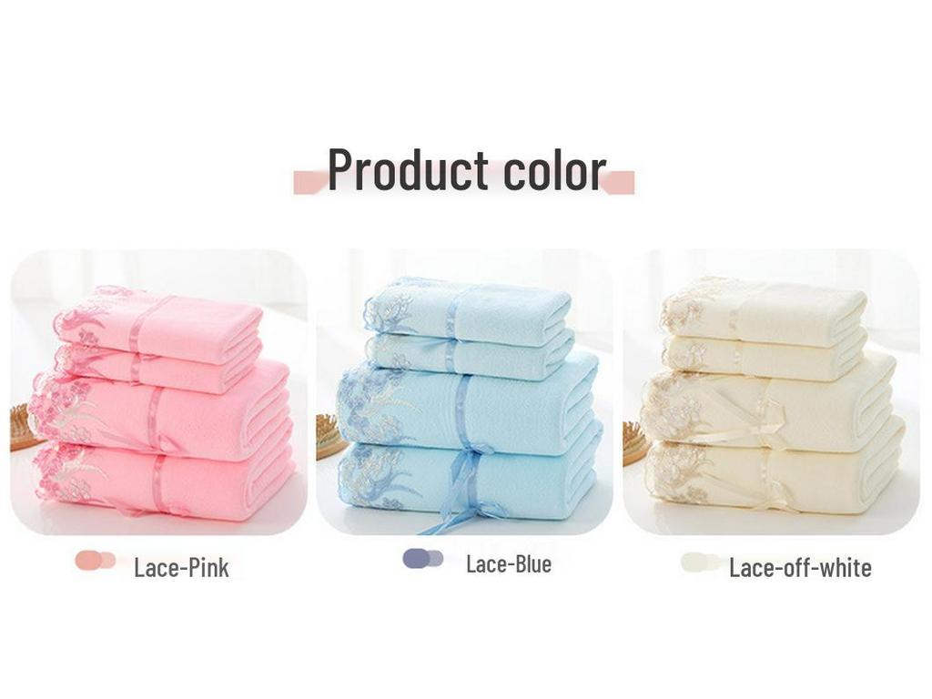 Four Seasons Thickened Polyester/Nylon Hair Drying Towel Set with Appliqué Embroidery