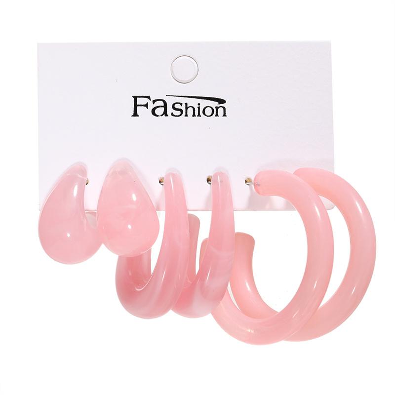 Colorful Resin Earrings Set  Pearl Hoop Candy Color Metal Mix Match 2024 New Style for Women Wedding Party Earrings
