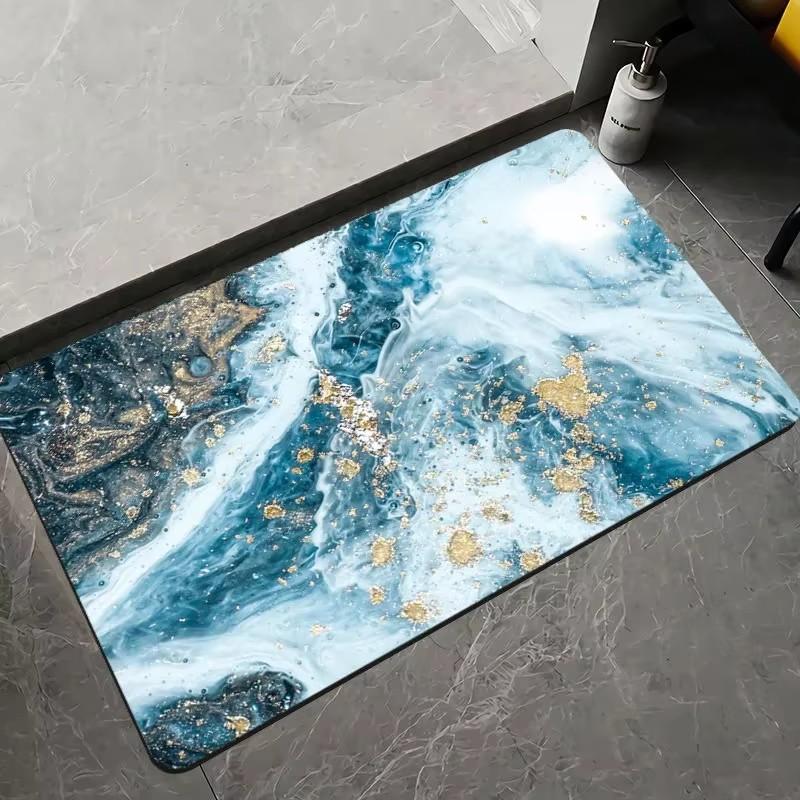 Marble Texture Pattern Entrance Doormat Floor Mat for Bathroom Non Slip Bath Mats Soft Carpet Shower Tub Outdoor Doormats Decor