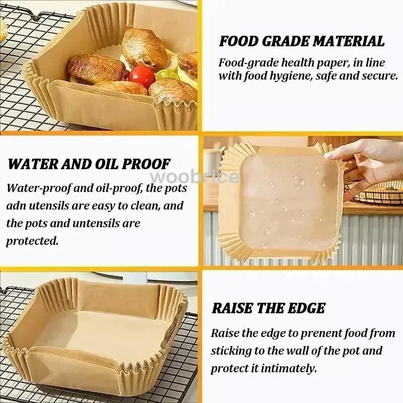 50/100pcs Air Fryer Disposable Paper Non-Stick Airfryer Baking Papers Round Air-Fryer Paper Liners Paper Kitchen Accessories