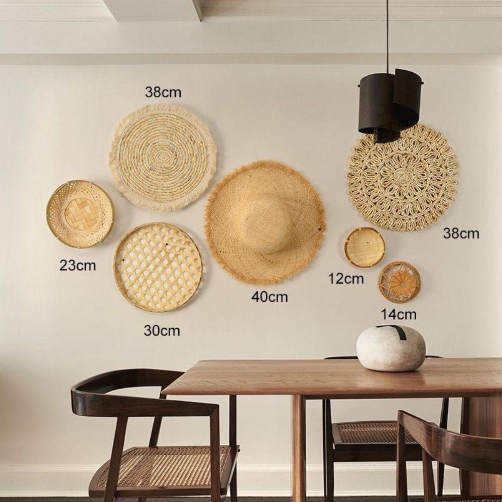Boho Style Rattan Woven Wall Ornament Handmade Hanging Wall Plate  Home Decoration