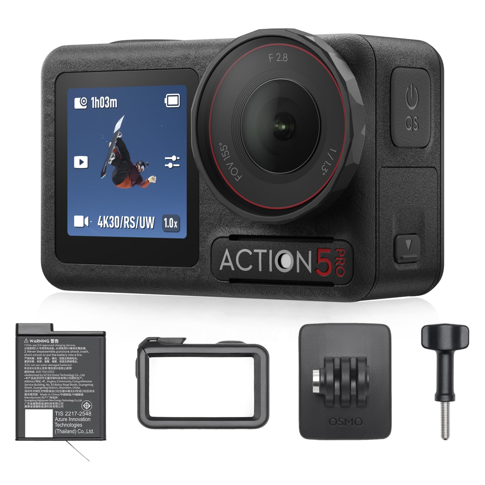 

DJI Action Camera Osmo Action 5 Pro Standard with Object Image Dual OLED Sports Wearable Video Camera Combo, Compact, 1/1.3-inch Sensor, Waterproof, чорний