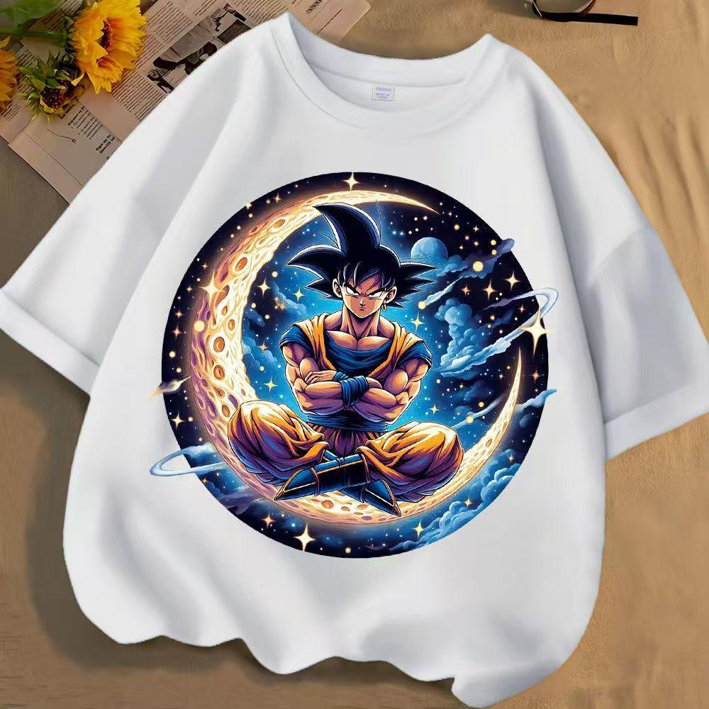 2026 New Dragon Ball Goku Starry Sky T-shirt Men Women Casual Oversized Polyester Anime Graphic Tee Streetwear Short Sleeve Tops