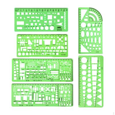 6x Plantillas de Dibujo Geométrico Stencil de Dibujo para Diseñadores Ingeniería