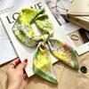 Commuter elegant flower silk scarf women's contrasting color retro printing satin scarf shirt with multi-purpose decorative small scarf