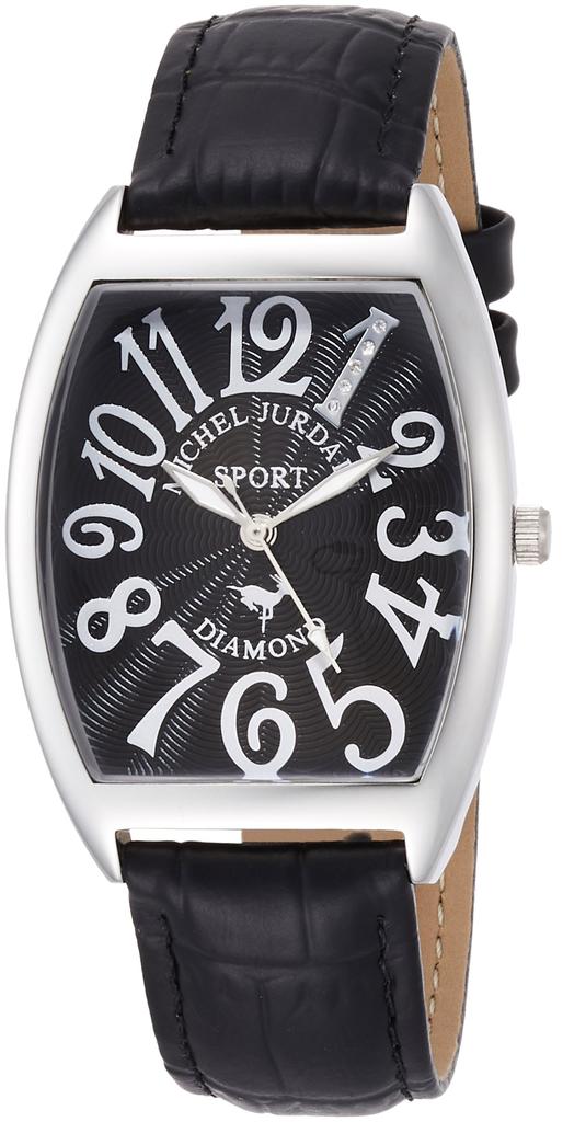 Michel Jourdan SG-1000-6 Tonneau-Shaped Wristwatch with Natural Diamonds, Black
