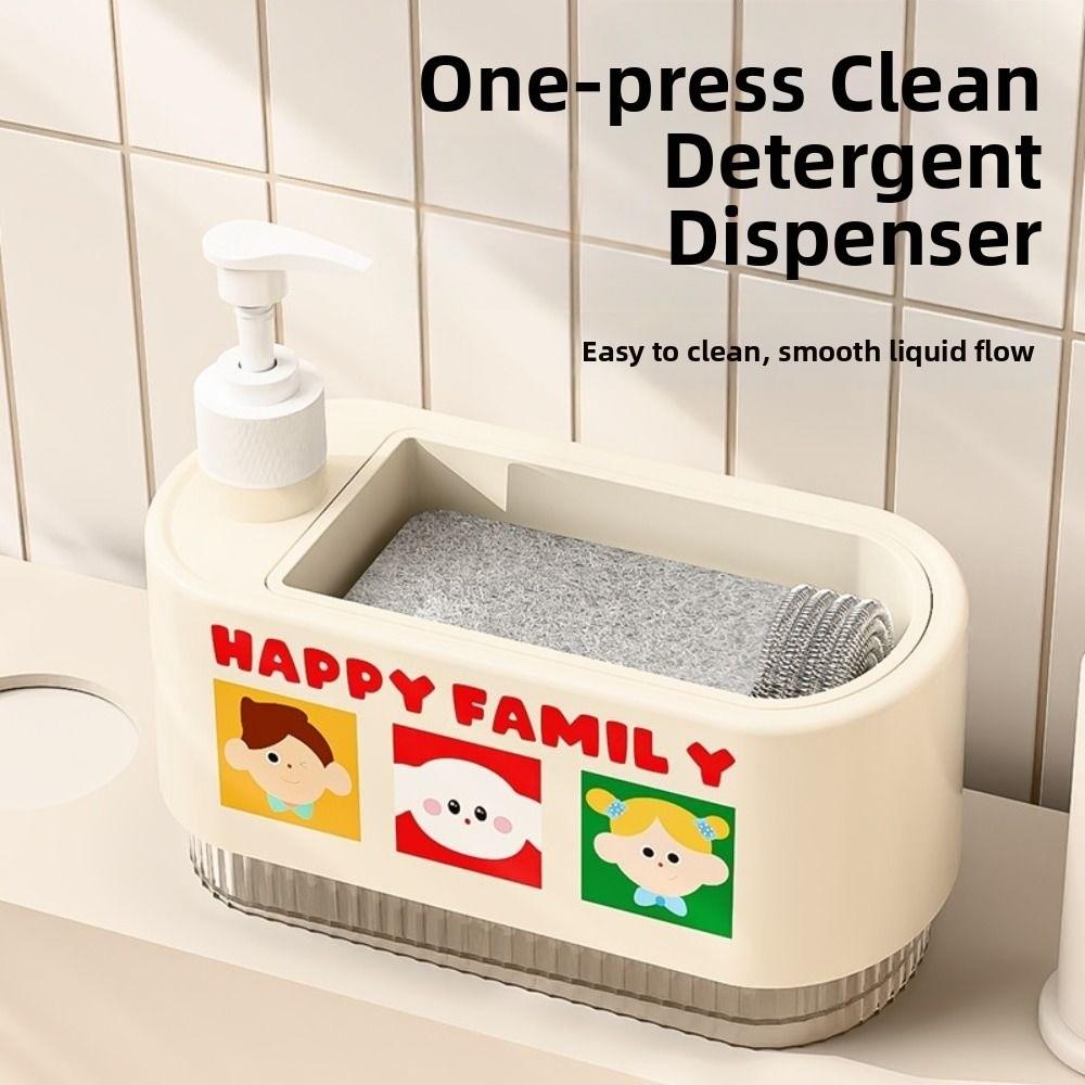 Leak-Proof Manual Press Soap Box Refillable Sponge Holder Kitchen Hand Soap Dispenser  Countertop