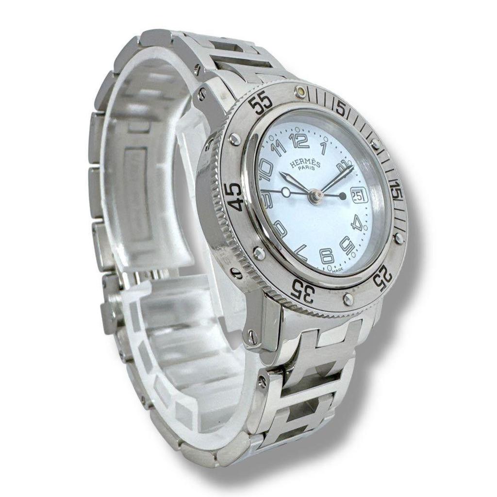 Used Hermes Clipper Diver CL5.210 White Ladies Watch HERMES Operating Brand Quartz