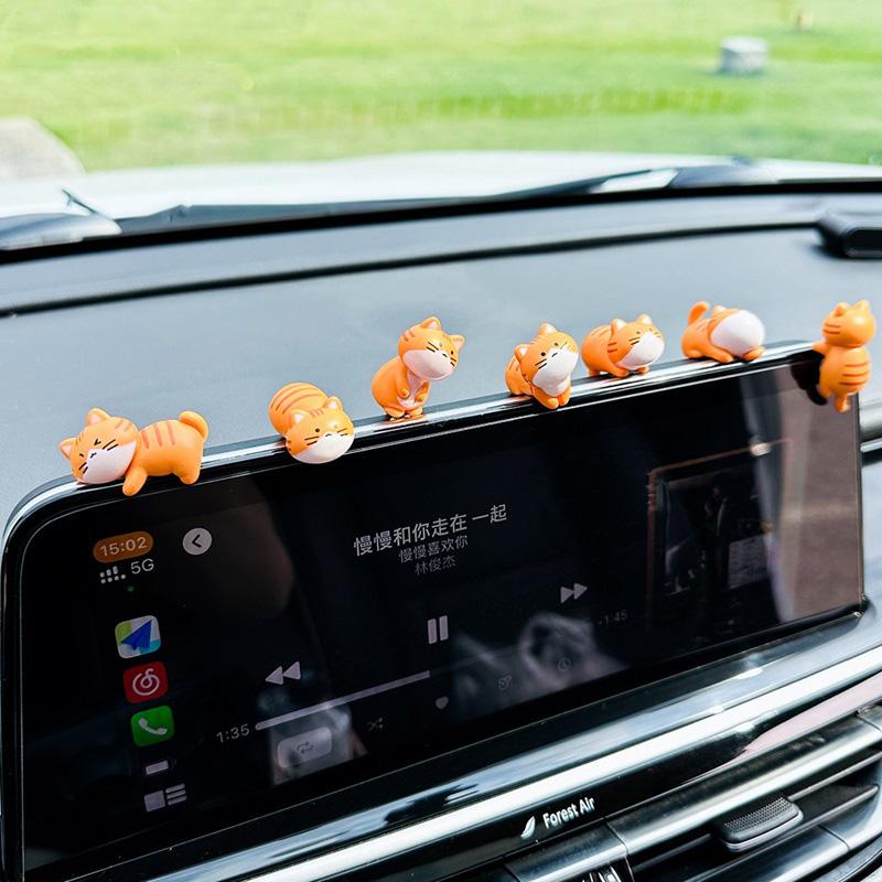 8Pcs Micro Landscape Kawaii Cats Desktop Car Central Control Small Cats Decor Miniatures Gift Home Garden Bonsai Decors