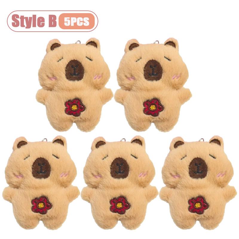 1-10PCS Capybara Plush Keychain Cute Animal Plushie Doll Outfits Bag Charm Keyring Pendant Backpack Accessory