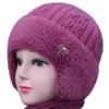 Hat female autumn and winter fleece warm knitted wool hat old lady pullover cotton hat