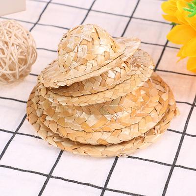 2 Pièces Chapeau de Paille Tissé à la Main Décoration de Poupée Accessoires de Bijouterie DIY