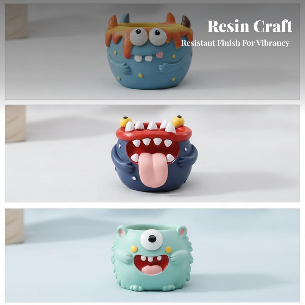 Cartoon Monster Planter Space-Saving Animal Shaped Present-Ready
