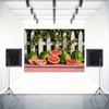 2D Summer Party Backdrop Watermelon Slices and Whole Watermelons with Ivy Background