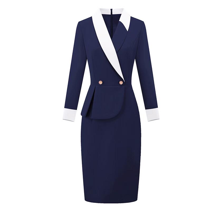 Troloman Women's Professional Lapel Bodycon Midi Dress