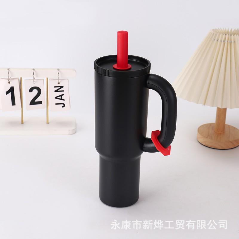 Stainless Steel Vacuum Insulated Travel Mug With Handle Straw 40oz Double Wall Cup Outdoor Office Car Use