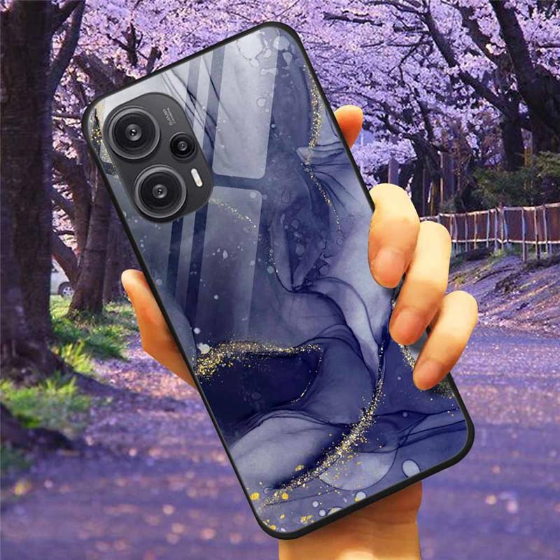 For Xiaomi Poco F5 5G / F5Pro Case Tempered Glass Lake Moon Hard Phone Cover for POCO F5 Pro Capas Funda on PocoF5 Luxury Coque