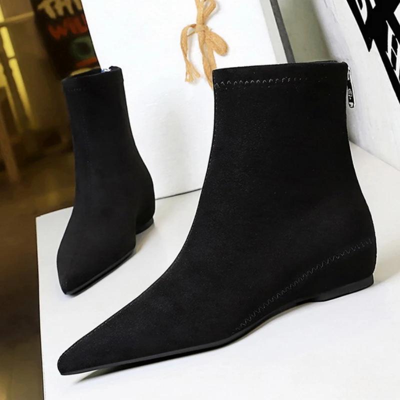 Fashion Sexy Pointed Toe Women High Heels Shoes Fashion Wedges Ankle Boots 2025 Trend New Party Dress Elegant Hot Sale Zapatos De Mujer