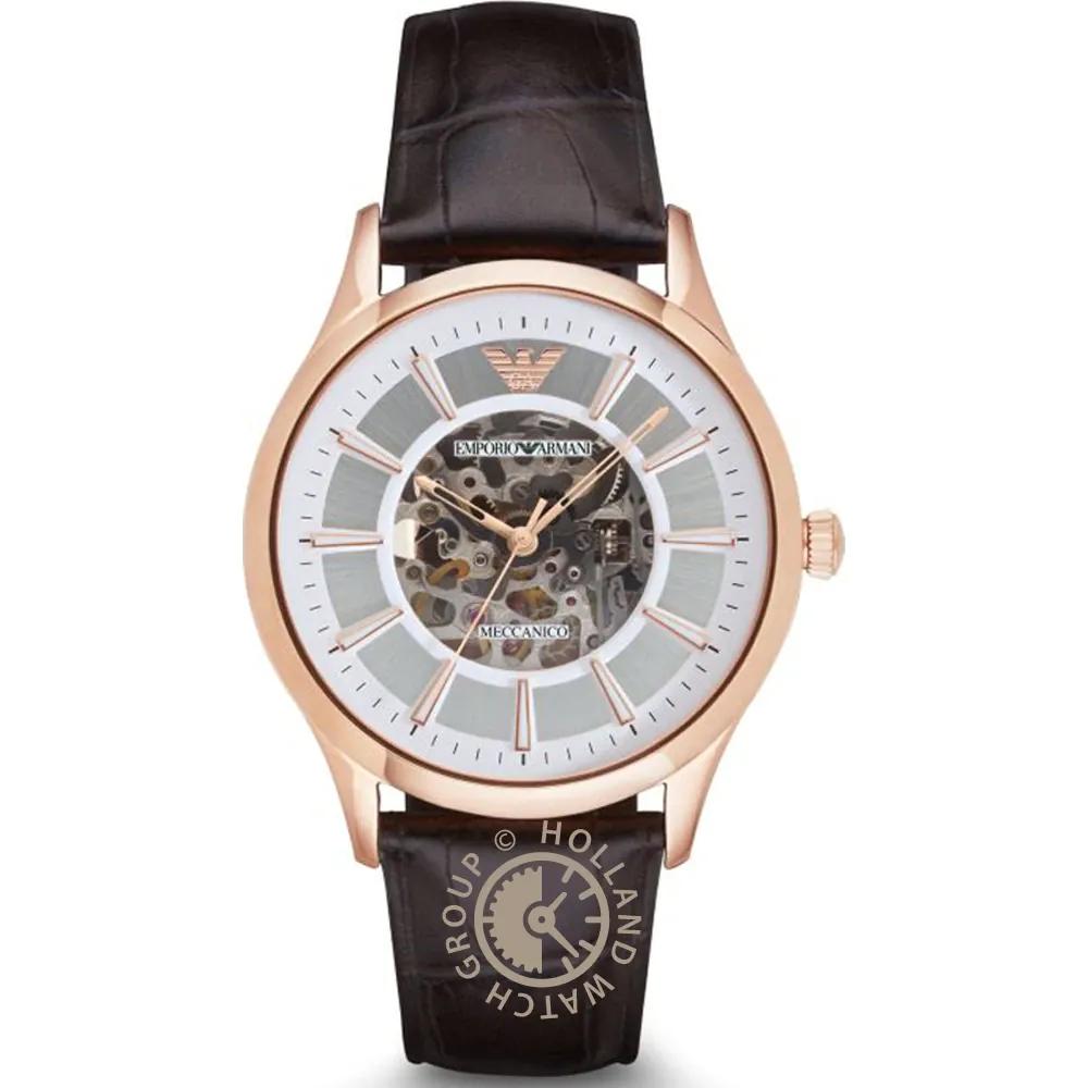 

Emporio Armani Historical Collection Silver Brown Leather Men s Automatic Mechanical AR2073 Watch серебряный